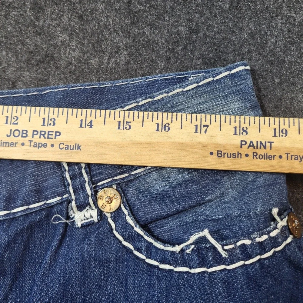True Religion Joey Super T Flare Men's 36x31 Jeans Dark Wash White Stitch USA
